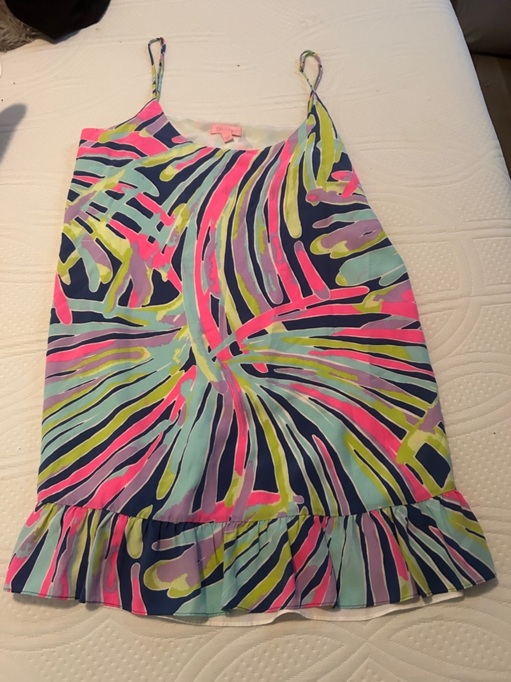 Lilly Pulitzer-Vibrant Multicolor Spaghetti Strap Silk Mini Dress, Size XL